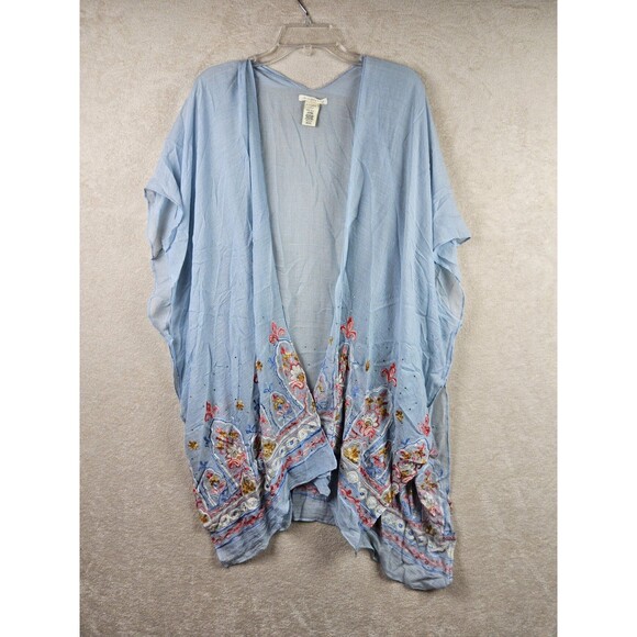 Do Everything In Love Embroidered Rhinestone Kimono Swim Cover One Size - Picture 1 of 5